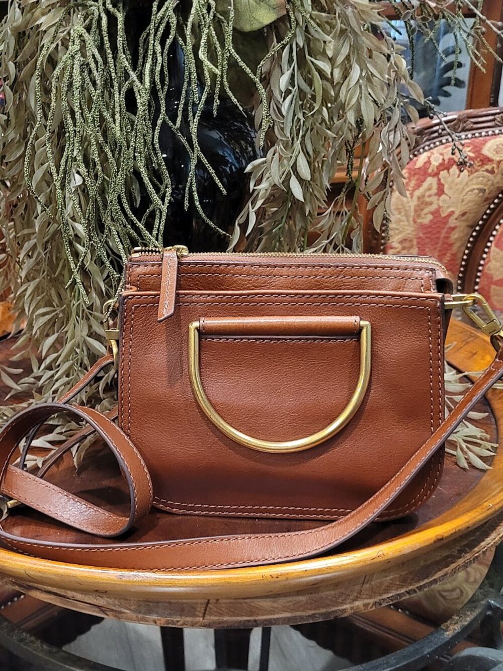 Authentic Fossil Ryder Mini Crossbody Brown Leather - Picture 1 of 12